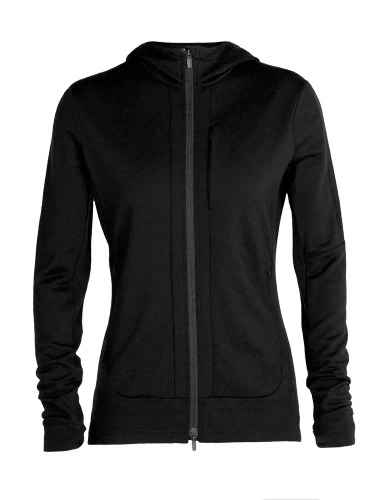 Ciepła Bluza Damska Icebreaker W Quantum III LS Zip Hood - black