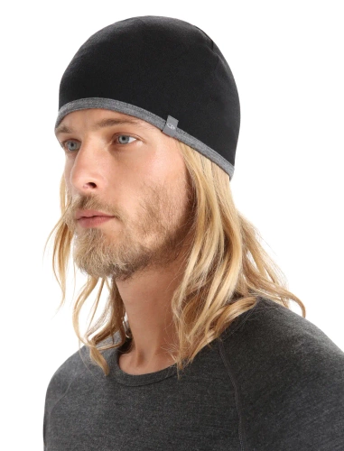 Ciepła czapka dwustronna Icebreaker U 200 Oasis Revers Beanie - Black/Gritstone Heather