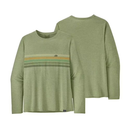 Koszulka Patagonia M's L/S Cap Cool Daily Graphic Shirt - Line Logo Ridge Stripe: Salvia Green X-Dye