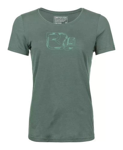 Damska koszulka na lato Ortovox 120 Cool Tec Leaf Logo Ts W - arctic grey