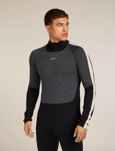 Męska koszulka Icebreaker M Merino 200 Oasis+ LS High Neck - black/jet hthr/undyed/cb