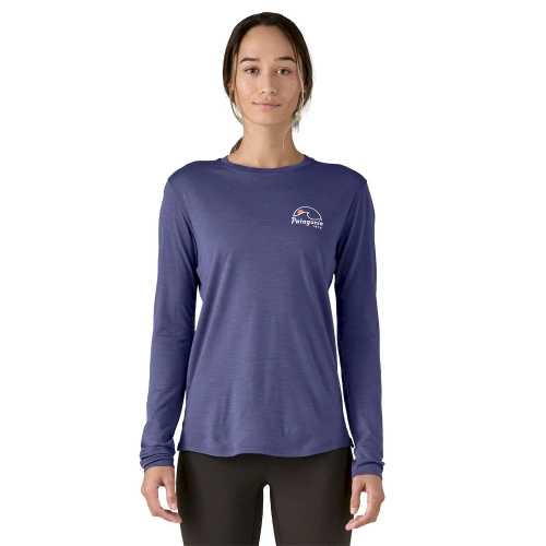 Damska Koszulka Patagonia W's L/S Cap Cool Merino Blend Graphic Shirt - Imagine Moon: Solstice Purple