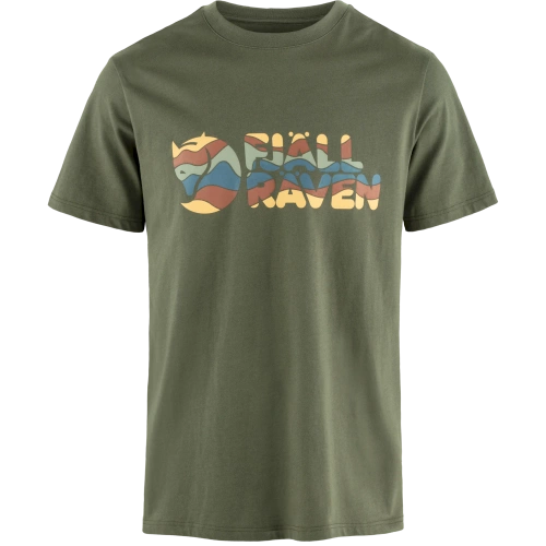 Męska Koszulka Bawełniana Fjallraven Multicolor Logo T-shirt M - laurel green