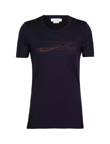 Damska Koszulka Termoaktywna Icebreaker W Tech Lite II SS Tee Ski Stripes - midnight navy