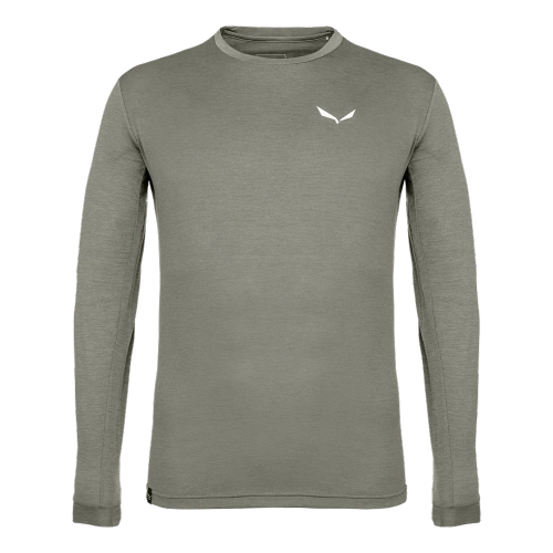 Męska Koszulka trekkingowa z dł. rękawem Salewa PUEZ MELANGE DRY M L/S TEE - faded green melange