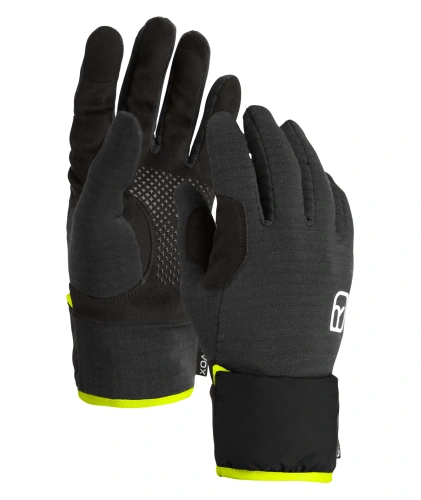 Wiatroszczelne Rękawiczki Ortovox FLEECE GRID COVER GLOVE M - black raven