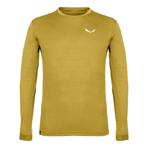 Męska Koszulka do Trekkingu Salewa PUEZ MELANGE DRY M L/S TEE - olive oil melange
