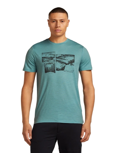 Męska Koszulka z Wełną Merino Icebreaker M Mer 150 Tech Lite SS Tee Journey - hydro