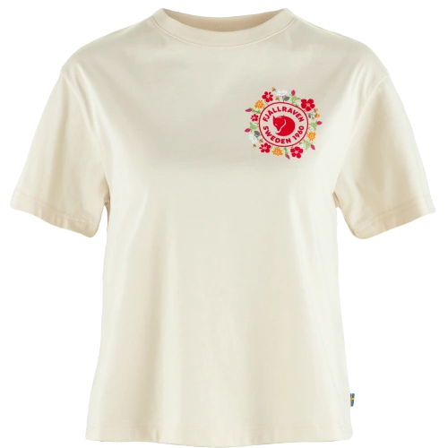 Damska koszulka z nadrukiem Fjallraven Fjallblomster Logo T-shirt W - chalk white