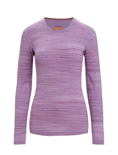 Kobieca Koszulka Narciarska Icebreaker W 200 Oasis LS Crewe Ski Tracks - Purple Gaze/Go Berry