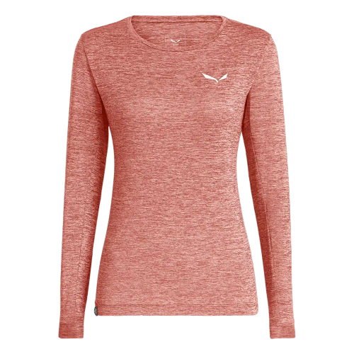 Damska Koszulka Trekkingowa z dł. Rękawem Salewa PUEZ MELANGE DRY W L/S TEE - desert pink melange
