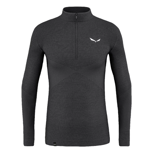 Męska Koszulka Termoaktywna Merino Salewa Zebru Medium Warm AMR M 1/2 ZIP Tee - onyx