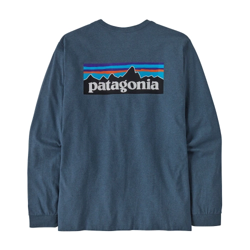 Koszulka męska Patagonia M's L/S P-6 Logo Responsibili-Tee - Utility Blue