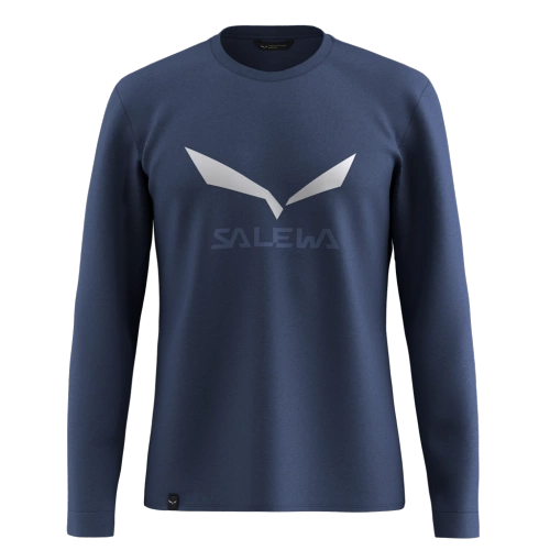 Męska Koszulka z Długim Rękawem Salewa Solidlogo Dry M L/S Tee - dark denim