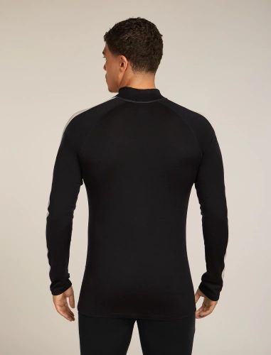 Męska Koszulka Wełniana Icebreaker M Mer 200 Oasis+ LS High Neck - black/jet hthr/undyed/cb